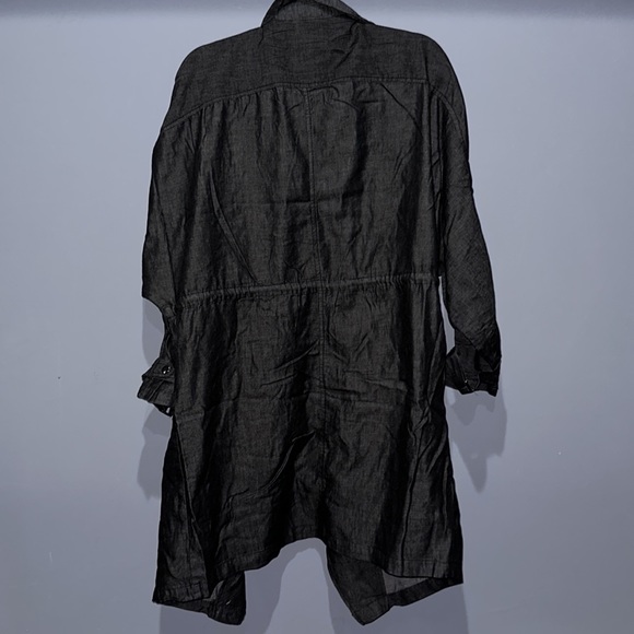 New 🌟 Chambray Dark Wash Open Cinched Waist Kimono Jacket - Picture 4 of 5